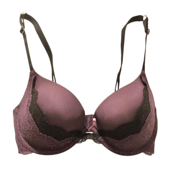 Scandale Paris Push-up Bra Underwire Padded in Purple with Black Lace Details - Picture 1 of 16